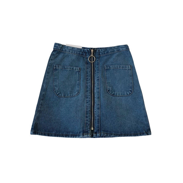 Fusta de dama eleganta din denim cu fermoar in doua culori