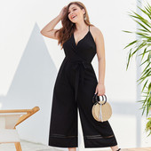 Κομψές γυναικείες φόρμες με V-λαιμό σε μαύρο χρώμα