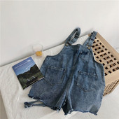 Salopeta de dama din denim cu buzunare inchise la culoare