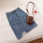 Fusta de dama din denim - model lung de culoare albastru