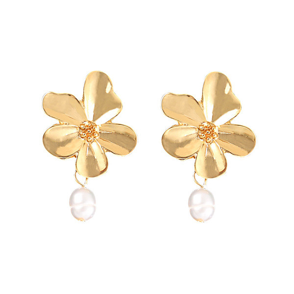 Cercei eleganti de dama in forma de floare in aur si argint