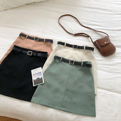 Stílusos női szoknya magas derékkal és övvel több színben