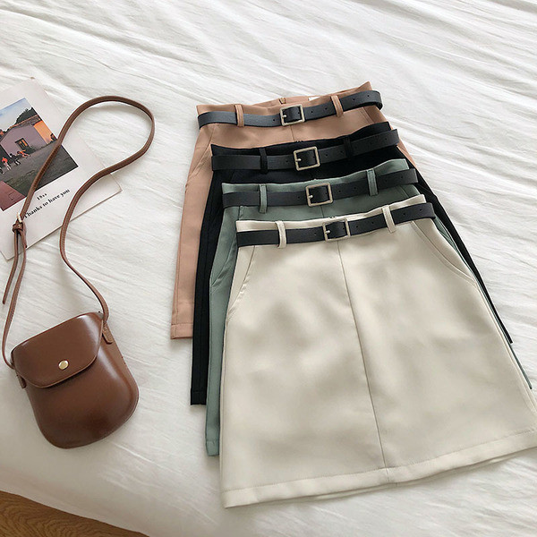 Stílusos női szoknya magas derékkal és övvel több színben