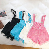 Salopete casual de dama in roz, albastru, negru si alb