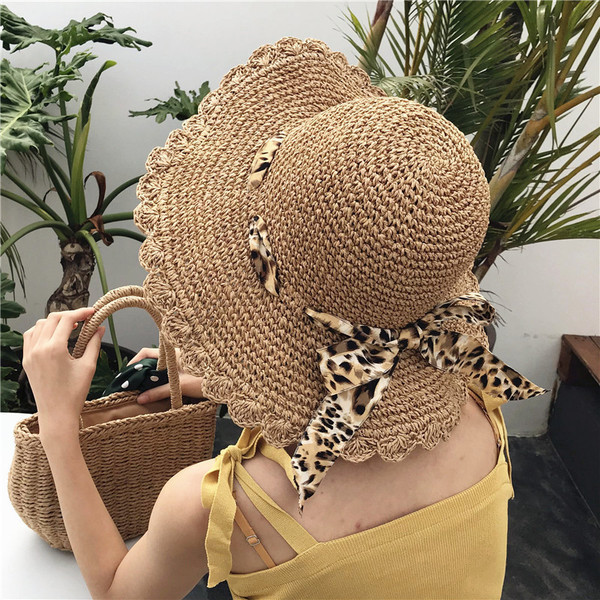 Palarie de vara dama cu panglica leopard in trei culori