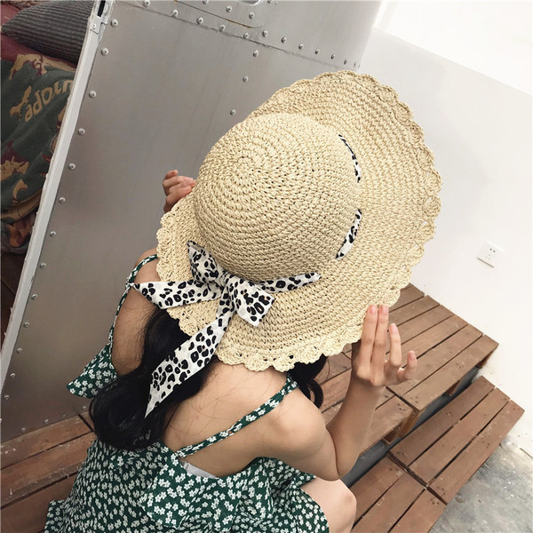 Palarie de vara dama cu panglica leopard in trei culori