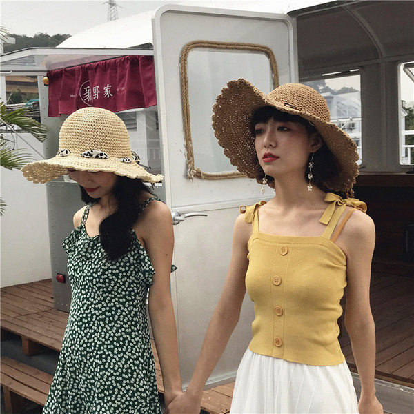 Palarie de vara dama cu panglica leopard in trei culori