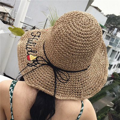 Нов модел дамска шапка с бродерия и панделка в няколко цвята
