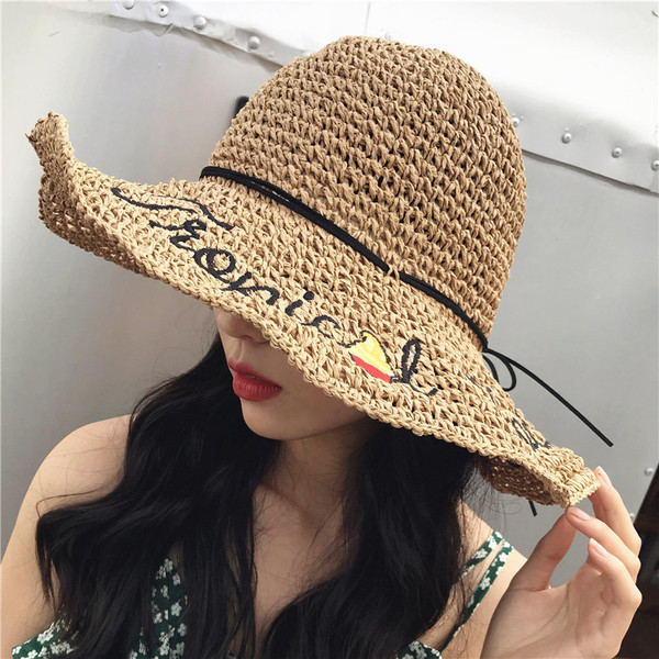 Palarie de dama model nou cu broderie si panglica in mai multe culori