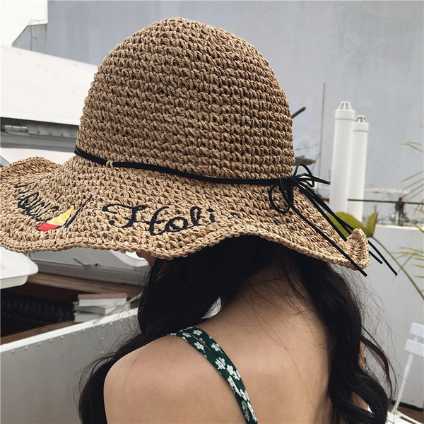 Palarie de dama model nou cu broderie si panglica in mai multe culori