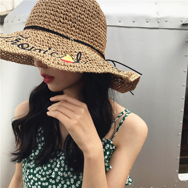 Palarie de dama model nou cu broderie si panglica in mai multe culori