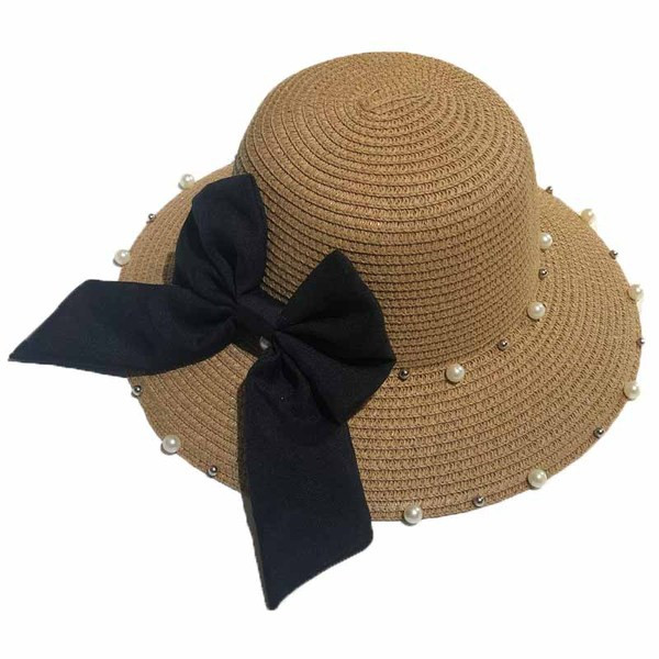 Nyári női sapka gyöngyökkel és szalaggal több színben