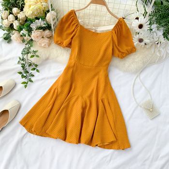 Rochie moderna de dama cu maneci scurte si panglica in patru culori