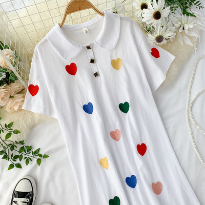 Ежедневна дамска рокля с копчета и къс ръкав в бял цвят