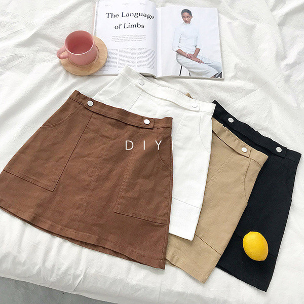 Fusta casual dama cu buzunare in mai multe culori