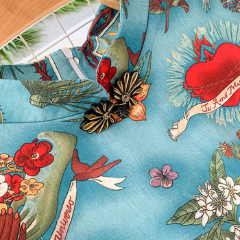 Rochie moderna de dama cu maneci scurte si imprimeu color