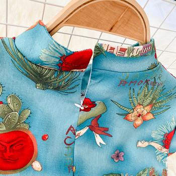 Rochie moderna de dama cu maneci scurte si imprimeu color