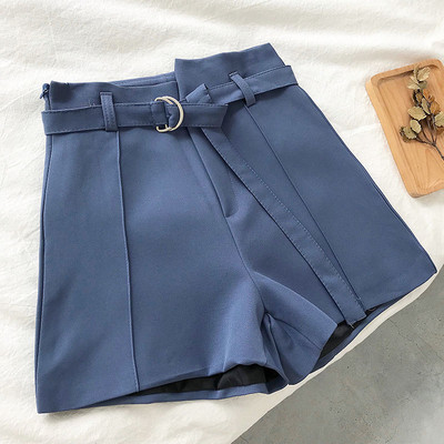 Pantaloni scurți de damă stilați, cu talie înaltă, cu curea în mai multe culori