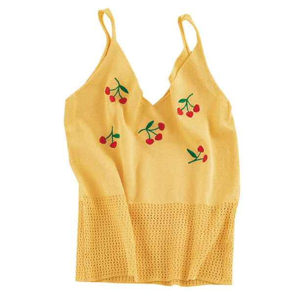 Maieu casual dama cu bretele subtiri si broderie in trei culori