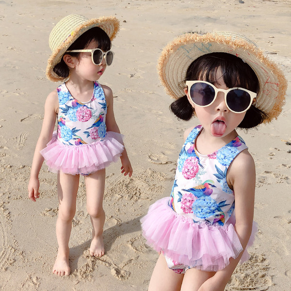 Gyerek teljes fürdőruha tüllel lányoknak