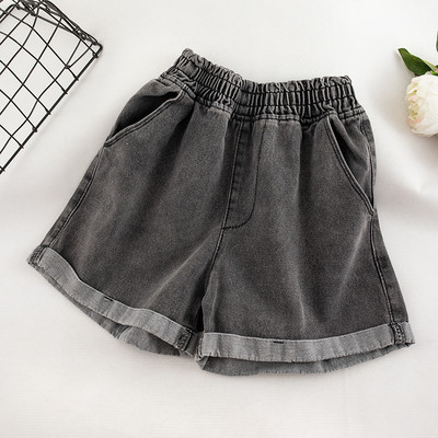 Pantaloni scurți din denim model uni în negru și albastru