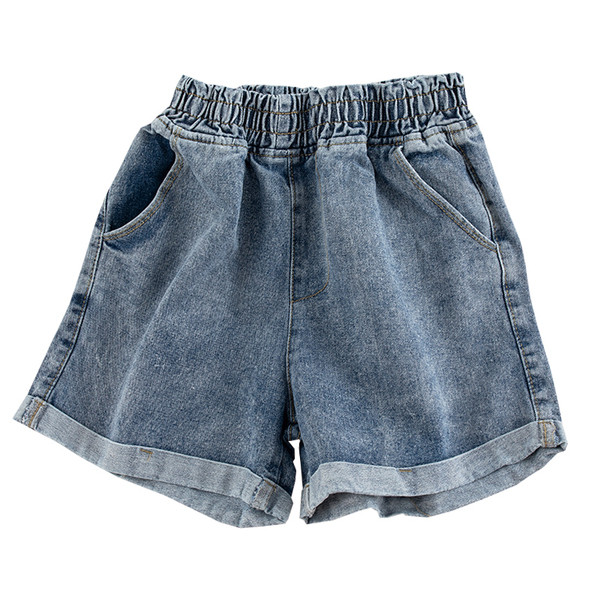 Pantaloni scurți din denim model uni în negru și albastru