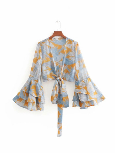 Női ing hosszú, széles ujjú, derékkötővel