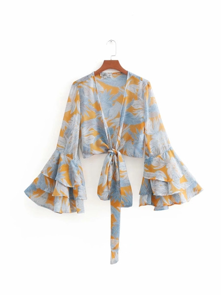 Női ing hosszú, széles ujjú, derékkötővel