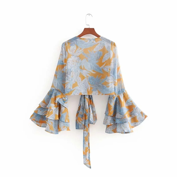 Női ing hosszú, széles ujjú, derékkötővel