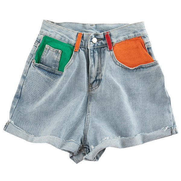 Modern farmer rövidnadrág magas derékkal és színes elemekkel