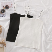 Maieu casual de damă, cu bretele subțiri, în alb și negru