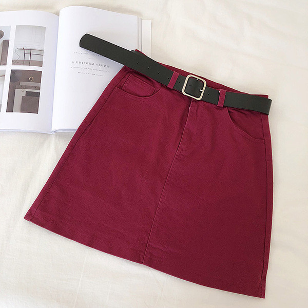 Fusta casual dama cu talie inalta si curea in patru culori