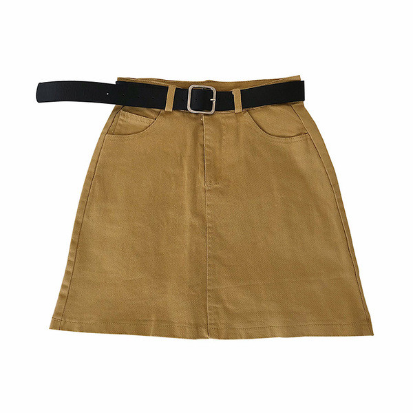 Fusta casual dama cu talie inalta si curea in patru culori