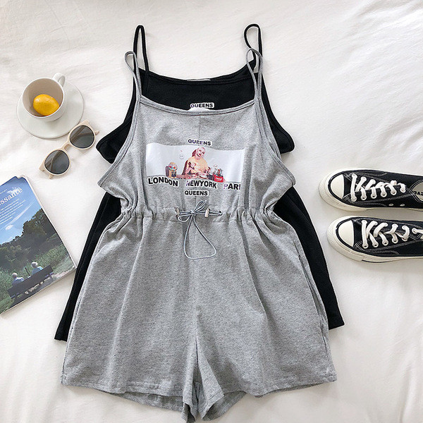 Μοντέρνα γυναικεία ολόσωμη φόρμα με μαύρο και γκρι χρώμα