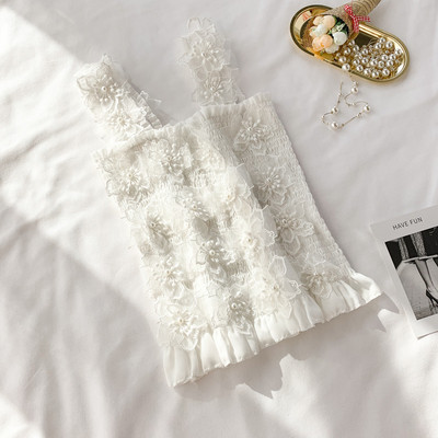 Női felső 3D-s virágokkal, fehér és fekete színben