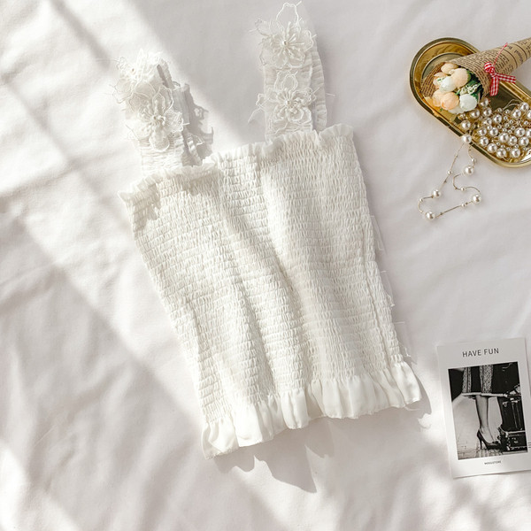 Női felső 3D-s virágokkal, fehér és fekete színben