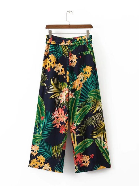 Virágmintás széles női nadrág