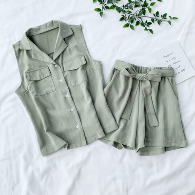 Set modern de dama din doua piese cu panglica in mai multe culori