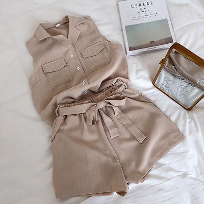 Set modern în dungi pentru femei din două părți în trei culori