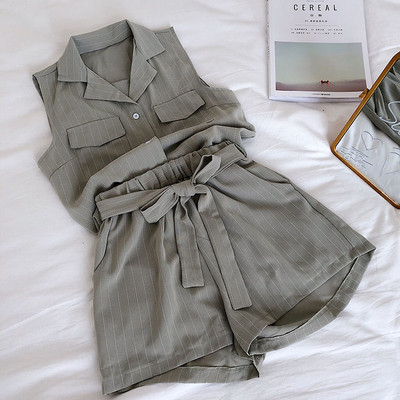 Set modern în dungi pentru femei din două părți în trei culori