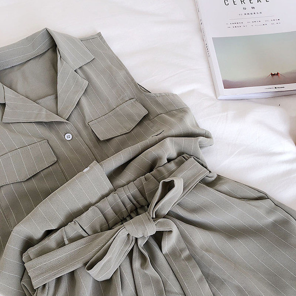 Női modern csíkos kétrészes szett három színben