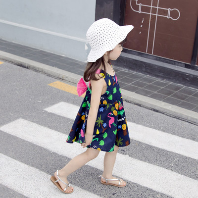 Rochie moderna pentru copii in doua culori cu panglica si bretele