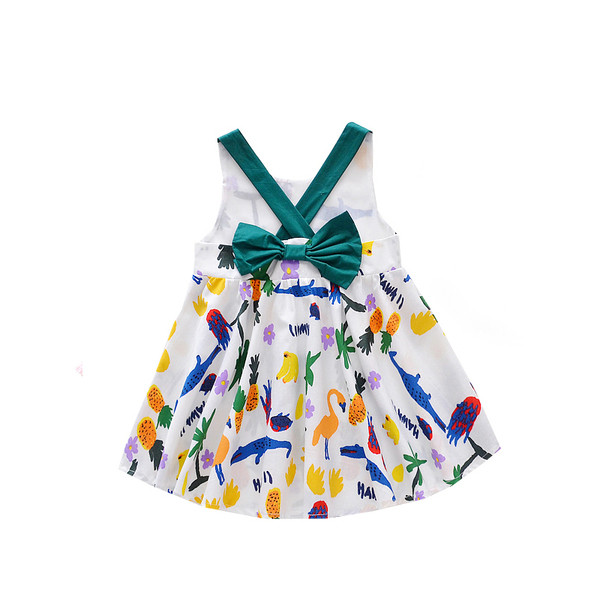 Rochie moderna pentru copii in doua culori cu panglica si bretele