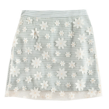 Kockás női szoknya virágmotívumokkal három színben