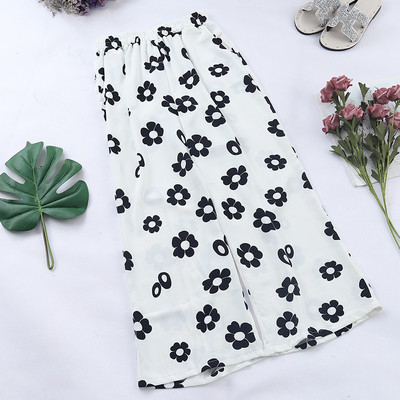 Pantaloni casual dama cu motiv floral in mai multe culori