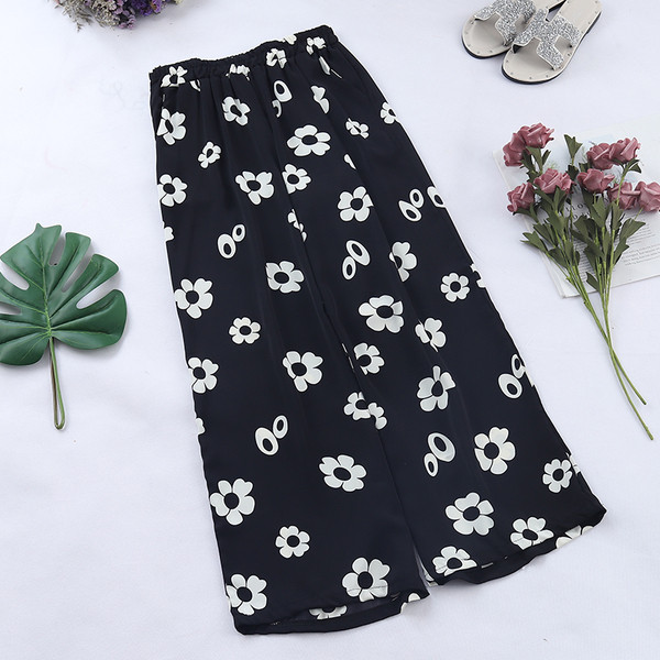 Pantaloni casual dama cu motiv floral in mai multe culori