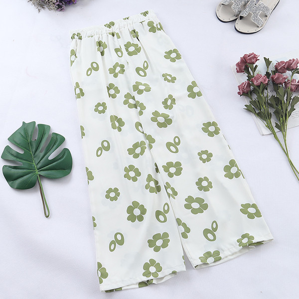 Pantaloni casual dama cu motiv floral in mai multe culori