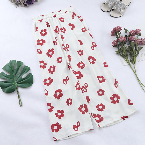 Pantaloni casual dama cu motiv floral in mai multe culori