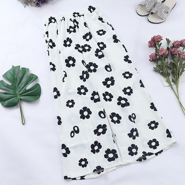 Pantaloni casual dama cu motiv floral in mai multe culori