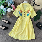 Modern női ruha hímzéssel, rövid ujjú több színben